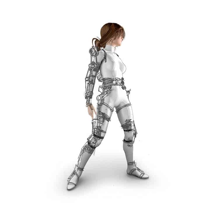 3D character exo-skeleton prototype sketch